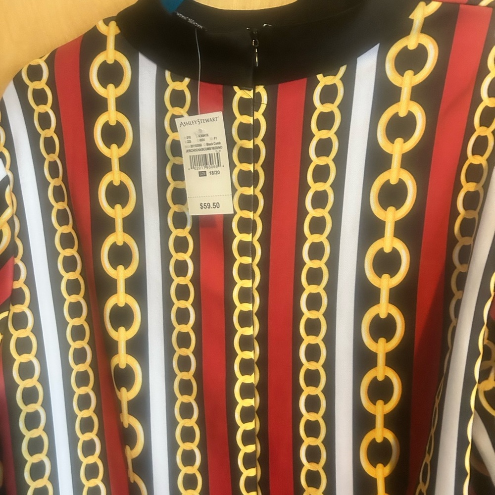 Striped Chain Pattern Dress - Picture 3 of 4